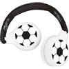 Lexibook, Football, Cuffie Bluetooth e cablate 2 in 1 con microfono e pulsante di controllo, pieghevoli e regolabili, batteria ricaricabile di lunga durata, bianco/nero, HPBT010FO