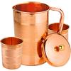 Prisha India Craft SKAVIJ Brocca di puro rame 2 bicchieri set di brocche per acqua di lusso (1,6 litri)