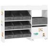 AIYAPLAY Scaffale per giocattoli e per libri con 11 cesti in tessuto non tessuto 105 x 30 x 80 cm Bianco | Aosom Italy