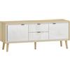 HOMCOM Mobile TV, per televisore fino a 55 pollici, con 2 ante lucide e 2 cassetti silenziosi, 120 x 35 x 50 cm, Bianco | Aosom Italy