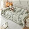 VanderHOME Copridivano 1 2 3 4 posti, Telo Copridivano, Copridivano con Motivo Botanico, Foulard Copridivano, Coperta Reversibile in Ciniglia Per Divano 180 * 230cm-Verde
