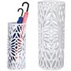 Bakaji Portaombrelli Stand in Ferro Design Colore Bianco Vaschetta Salvagoccia e Ganci Dimensioni 49 x 19,5 cm