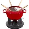 STAUB Set Fonduta con 6 Forchette, Adatto per Fonduta di Formaggio, Cioccolato e Carne, Ciliegia, 18 cm