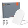 GRIFEMA Tavoletta WC Forma di D, Copriwater Universali con Chiusura Morbida e Funzione di Sgancio Rapido, Sedile WC Urea-Formaldeide Materiale Antibatterico, Facile da Pulire, 46.4*5*35.9cm, Bianco