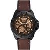 FOSSIL Orologio Bronson da uomo, Movimento automatico da 44 mm con cinturino in acciaio inossidabile o in pelle, 44 mm, Cacao