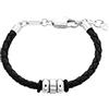 s.Oliver Bracciale in Acciaio inox pelle ragazzi bambini Gioielli da braccio, 16+2 cm, Argento, Viene fornito in confezione regalo di gioielli