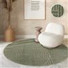 Paco Home Tappeto Cucina Da Esterno Salotto Moderno Balcone Terrazo Motivo Scandinavo Motivo Boho Monocolore Verde, Dimensione:160 cm Rotondo, Colore:Verde 4