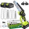 VOERJIA Mini motosega da 8 e 6 pollici con batteria 8000 maAh, brushless, 2 piastre guida, 4 catene, motosega a batteria con lubrificatore automatico e catena regolabile