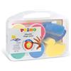 Primo Tempera a dita Primo 100 g - valigetta 4 colori primari in vasetti in PP + accessori - 823VTDP