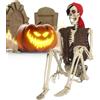 Generico Scheletro Pirata - Scheletro A Grandezza Naturale Per Halloween | Scheletr Umano Realistic | Ossa Con Articolazioni Mobili | Decorazioni Spettrali Per Giardino, Cortile, Casa Stregata, Festa, Portico