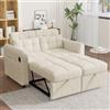 Autheria Divano Letto 2 Posti con Materasso, Divano 2 Posti con Schienale Regolabile e Ricarica USB, Letto Matrimoniale Pieghevole Multifunzionale con Cuscini, Beige