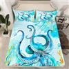 Loussiesd Set di lenzuola con polpo oceano e tentacoli per bambini, ragazzi, ragazze, oceano, kraken, lenzuolo con angoli, biancheria da letto per animali subacquei 1 lenzuolo per letto matrimoniale