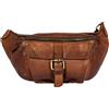 Avirex, Collezione Bell, Marsupio in Pelle da Uomo - Stile Vintage, Vera Pelle Tamponata a Mano, Tasche con Zip e Bottone - Cintura Regolabile per Massimo Comfort (Vintage Brown)