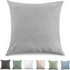 TOCOMOA Federe Cuscino Letto 60x60 cm Set Da 2, Copricuscino Letto Cotone Lavato Al 100%, Aspetto Lino E Federa Traspirante Grigio chiaro Con Cerniera