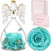 Sunia Rosa Eterna Regalo Donna, Rosa Stabilizzata Vera in Angel Cupola Regalo Mamma, Angelo Figurine di Vetro Regalo Nonna, Regalo Donna Compleanno, Regali Natale San Valentino Festa della Mamma