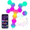 MeRGBW-Home 12 Pannelli LED Hexagon Luminoso, RGB Hexa Luci a Muro per Interni con APP, Cambia Colore a Ritmo di Musica, Lampade da Parete Esagonale per Gaming, Cameretta, Soggiorno, Sala Giochi