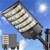 LEKIA Lampione Solare LED Esterno, 8000W 6500K Lampada Stradale Solare con Sensore di Movimento, Telecomando, IP66 Impermeabile Potente Faro Esterno con Pannello per Giardino, Cortile, Parcheggio