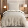 RUIKASI Biancheria da letto in flanella, 155 x 220 cm, 2 pezzi, beige - bianco, calda, biancheria da letto invernale in pile, set copripiumino con 1 federa da 80 x 80 cm