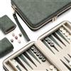 Lingle Set di backgammon per adulti e bambini, classica tavola da backgammon con dadi a dama, custodia pieghevole in finta pelle, set da gioco portatile da viaggio (verde)