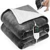 OneAmg Coperta Termica Elettrica,155x180cm con Tasca 6 Livelli di Riscaldamento,Timer 10H,Spegnimento Automatico Della Coperta Elettrica Telecomando Digitale,Lavabile in Lavatrice Grigio