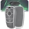 Cover Morbida In TPU Per Chiave Mercedes Benz AMG (A/C/E/G/CLA/GLC/GLE) Con Portachiavi E Vite Antismarrimento - Nero/Grigio
