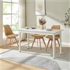 [en.casa] Tavolo da Pranzo con Piano Rettangolare 140 x 60 cm in MDF con Gambe in Acciaio Tavolo da Cucina Sala da Pranzo Fino a 6 Posti - Bianco