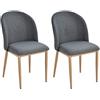 HOMCOM Set 2 Sedie Sala da Pranzo, Seduta Imbottita ed Ergonomica con Gambe in Acciaio e Rivestimento in Lino 50 x 58 x 85cm