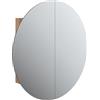 vidaXL Armadio da Bagno con Specchio Rotondo e LED Rovere 54x54x17,5cm