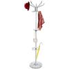 BAKAJI Attaccapanni Appendiabiti di Design a Piantana da Terra in Metallo con 16 Ganci Appendi Abiti Portaombrelli e Base in Marmo Dimensione 37 x 37 x 176 cm (Bianco)