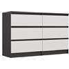 CDF Comò antracite bianco con 6 cassetti, profondità 30 cm, per soggiorno, camera da letto, cassettiera Malm, molto capiente, adatto per riporre vestiti, larghezza 120 cm, stile moderno
