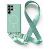 2NSPDRGNI Magnetica Cover con Collana Compatibile con Samsung Galaxy S22 Ultra,Case con Laccio per Il Collo Custodia con Cordino,Menta verde