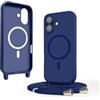 VAVAVOOMY Cover Compatible con iPhone 17 rimovibile custodia in silicone,Custodia con Regolabile Collana per Cordino Collana Blu