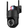 Ctronics 4K Telecamera Esterno 5G WiFi, Visione Notturna Colore/IR Starlight 30m, Rilevamento Persona/Veicolo/Animale, Auto-Tracking, Luci Rosso-Blu & Sirena, 8 Posizioni, APP/PC, SD 256GB/FTP/NAS
