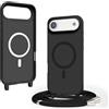 VAVAVOOMY Cover Compatible con iPhone 17 air rimovibile custodia in silicone,Custodia con Regolabile Collana per Cordino Collana Nero