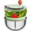 Skynzor Centrifuga per Insalata in Acciaio Inox, Insalatiera con Coperchio, Asciuga, Lava Spinner, Asciugatrice, Lavatrice, per Lavare e Asciugare Verdure e Frutta, Lavabile in Lavastoviglie