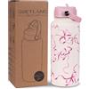 Goetland Fiocchi Bottiglia Termica con Cannuccia 1 Litro Borraccia Termica Bottiglia Acqua Termiche Borracce Termiche Acciaio Inox Metallo Senza BPA Isolamento Rosa