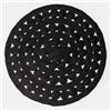 DEGHI Tappeto da esterno o interno rotondo 120 cm in juta nero
