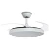 DRW Ventilatore da soffitto con Luce e 3 Pale retrattili in Metallo e Acrilico Bianco Eclipse 53 x 106 x 106 cm, Multicolore, Medidas: 106x106x53 cm
