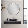 Talos Picasso Specchio nero Ø 80 cm - con cornice in alluminio di alta qualità per un ambiente elegante - Specchio da bagno perfetto rotondo che unisce eleganza e funzionalità