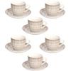 Tognana, Confezione 6 tazze the con piatto Cc 200 Virtuo Beige, New Bone China, Beige