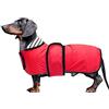 Morezi Impermeabile per cani MOREZI, foro collo e cintura in vita, taglia regolabile, facile da indossare e da togliere, adatto a cani bassotti di piccola e media taglia-Rosso-S