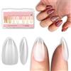 NOVO OVO Punta corta Almond Nail Tips, punta corta a mandorla, extra spessa, copertura completa, unghie finte da spingere, gel morbido, trasparente interno opaco, estensione fai da te x 16 misure, 224