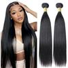 Lakaisa Straight Human Hair Bundles Capelli Umani Extensions Sew in Hair Natural Black Real Hair Extensions 2 Bundles Unprocessed Virgin Human Hair for Women 30 30 Pollici