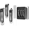 Vonsera Tagliaunghie con Portaunghie Anti-Schiocco, Set Tagliaunghie per Mani e Piedi in Acciaio Inox, Tronchesino Unghie Piedi per e Incarnite con Lima, Kit Manicure e Pedicure (Nero 4-in-1)