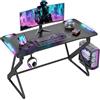 BEXEVUE Scrivania Gaming 120x50 cm con LED RGB Armor, Tavolo PC in Fibra di Carbonio con Telaio a Z, Gancio per Cuffie, Montaggio Facile, Nero