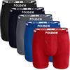 POUDEW - Boxer da Uomo in Morbida Viscosa da 15,2 cm, Confezione da 5 - Nero - Large