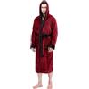NY Threads Accappatoio da uomo in pile con cappuccio lungo in peluche, bordeaux con contrasto nero, taglia S/M