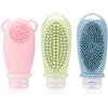 DEARBAG Bottiglie da Viaggio 100ml in Silicone, 3 Pezzi Multifunzional Kit da Viaggio Ricaricabile con Testina per il Viso, per Shampoo, Lozione, Risciacquo, Gel Doccia
