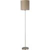 Eglo Lampada da terra Pasteri, Lampadario da terra in tessuto a 1 luce, Piantana in acciaio e tessuto, nichel opaco, grigio taupe, E27, interruttore a pedale incluso