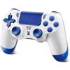 Glitfix Controller Wireless per PS4, Controller di gioco compatibile con PS4/Pro/Slim/PC, Gamepad Joystick per PS4 con Pulsante Turbo/Posteriore/Doppia Vibrazione/6 Assi Giroscopio/Touch Panel(Blu e bianco)
